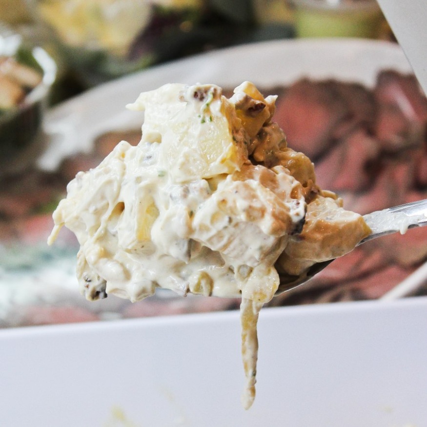 ENSALADA DE PAPAS, PANCETTA Y CABRA