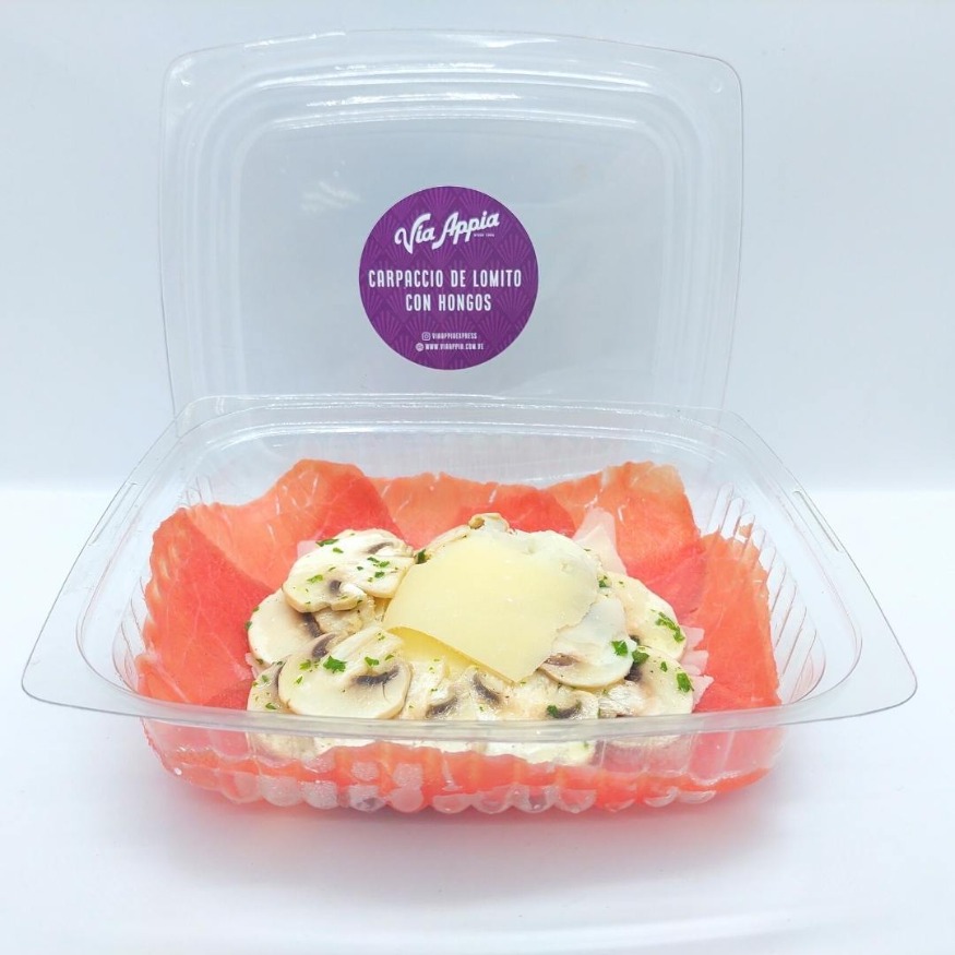 CARPACCIO DE LOMITO CON CHAMPIÑONES Y REGGIANO