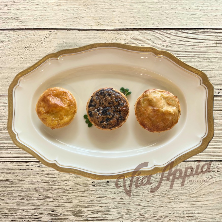 MINI QUICHE DE AJOPORRO, HONGOS O MAíZ