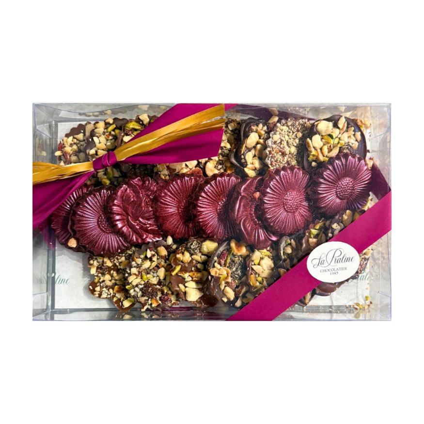 CAJA DE FLORES DE CHOCOLATE CON FRUTOS SECOS