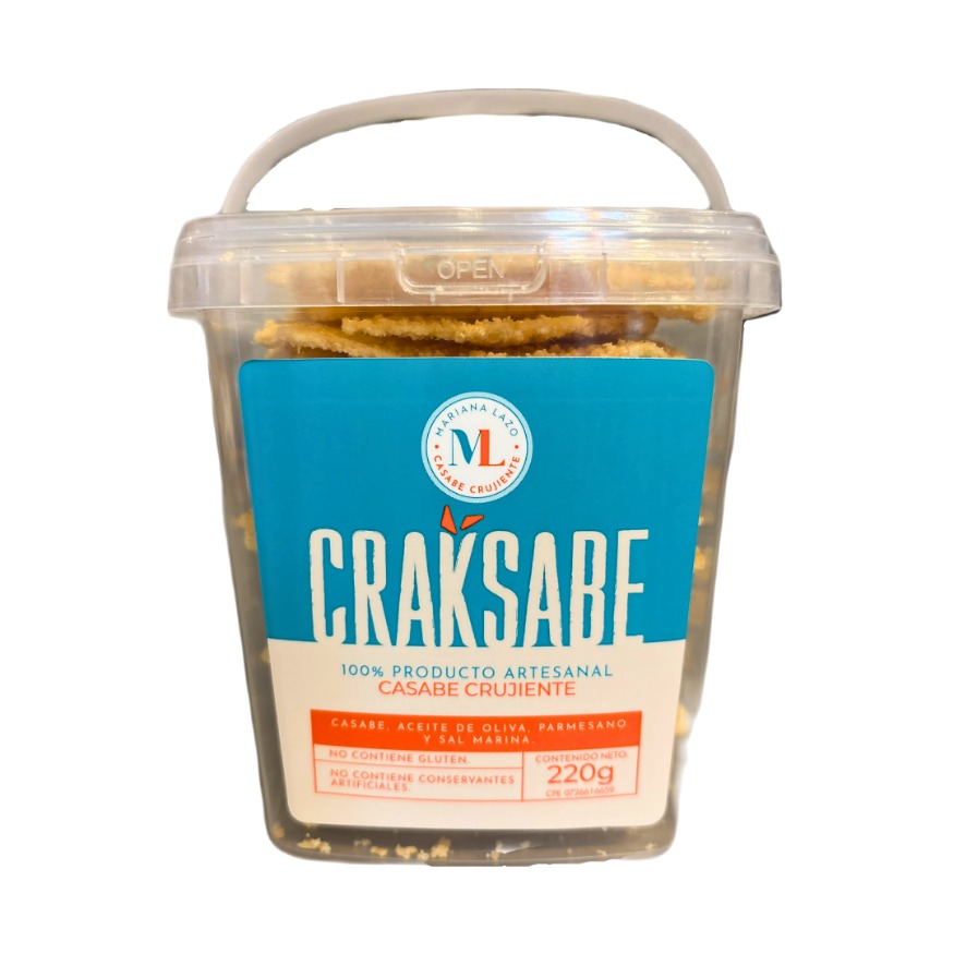 CASABE CRAKSABE MARIANA LAZO CON ACEITE DE OLIVA, SAL MARINA Y QUESO PARMESANO